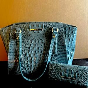 Brahmin sage green bag with wallet-new!
